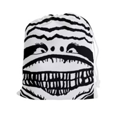 Creepy Monster Black And White Close Up Drawing Drawstring Pouch (2xl) by dflcprintsclothing