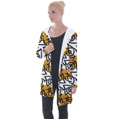 Digital Flowers Longline Hooded Cardigan by Sparkle