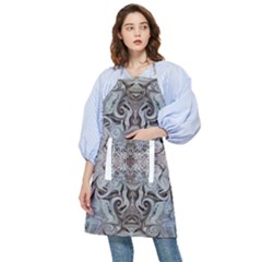 Turquoise Black Arabesque Repeats Pocket Apron by kaleidomarblingart