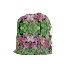 Burgundy Repeats  Drawstring Pouch (large) by kaleidomarblingart