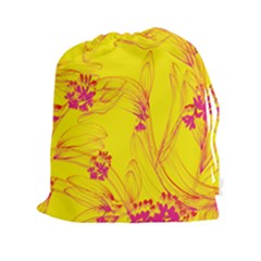 Floral Abstract Pattern Drawstring Pouch (2xl) by designsbymallika