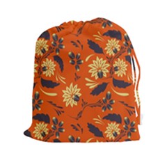 Folk Flowers Pattern  Drawstring Pouch (2xl) by Eskimos