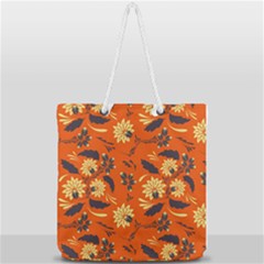 Folk Flowers Pattern  Full Print Rope Handle Tote (large) by Eskimos