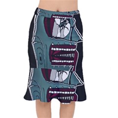 Colored Creepy Man Portrait Illustration Short Mermaid Skirt by dflcprintsclothing