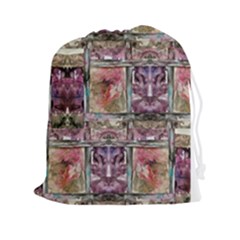 Collage Repeats  Drawstring Pouch (2xl) by kaleidomarblingart