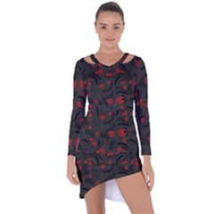 Folk Flowers Pattern Floral Surface Design Asymmetric Cut-out Shift Dress by Eskimos