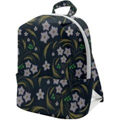 Folk Flowers Pattern Floral Surface Design Zip Up Backpack by Eskimos