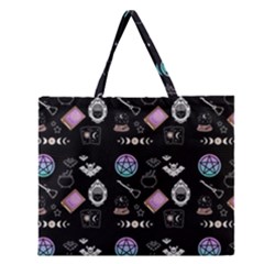 Witch Goth Pastel Pattern Zipper Large Tote Bag by NerdySparkleGoth