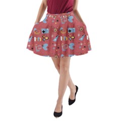 50s Small Print A-line Pocket Skirt by NerdySparkleGoth