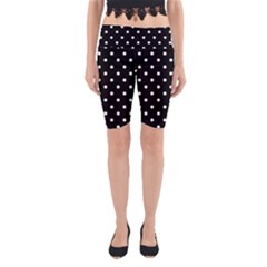1950 Black White Dots Yoga Cropped Leggings by SomethingForEveryone