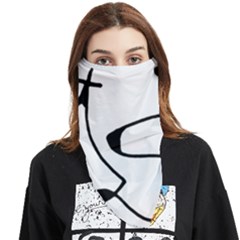 Black And White Abstract Linear Decorative Art Face Covering Bandana (triangle) by dflcprintsclothing