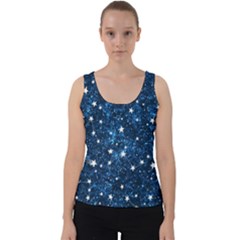 Dark Blue Stars Velvet Tank Top by AnkouArts