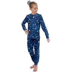 Dark Blue Stars Kids  Long Sleeve Set  by AnkouArts