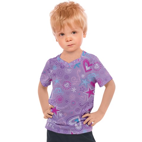  Hearts And Stars On Light Purple  Kids  Sports Tee by AnkouArts