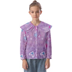  Hearts And Stars On Light Purple  Kids  Peter Pan Collar Blouse by AnkouArts