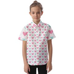 Pink Hearts One White Background Kids  Short Sleeve Shirt by AnkouArts