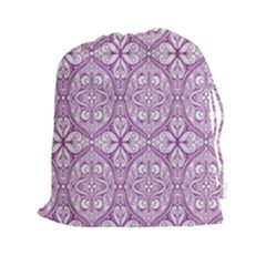 Purple Pattern Oval Drawstring Pouch (2xl) by AnkouArts
