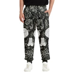 Black Skull On White Men s Elastic Waist Pants by AnkouArts