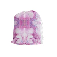 Pink Abstract Repeats Drawstring Pouch (large) by kaleidomarblingart