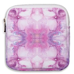 Pink Abstract Repeats Mini Square Pouch by kaleidomarblingart