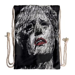 Creepy Head Sculpture Artwork Drawstring Bag (large) by dflcprintsclothing