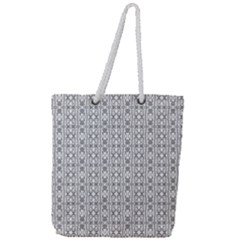 Modern Tribal Black And White Ornate Stripes Full Print Rope Handle Tote (large) by dflcprintsclothing