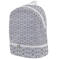 Modern Tribal Black And White Ornate Stripes Zip Bottom Backpack by dflcprintsclothing