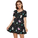 Funny Astronauts, Rockets And Rainbow Space Tiered Short Sleeve Mini Dress View1