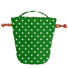 1950 Green White Dots Drawstring Bucket Bag by SomethingForEveryone