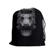 Creepy Lion Head Sculpture Artwork 2 Drawstring Pouch (xl) by dflcprintsclothing