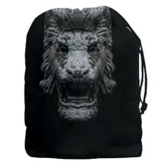 Creepy Lion Head Sculpture Artwork 2 Drawstring Pouch (3xl) by dflcprintsclothing