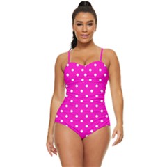 1950 Hello Pink White Dots Retro Full Coverage Swimsuit by SomethingForEveryone