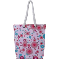 Flower Bomb 11 Full Print Rope Handle Tote (small) by PatternFactory