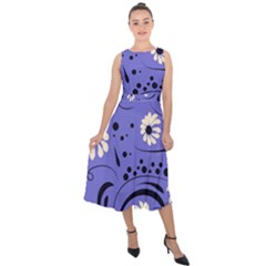 Folk Flowers Pattern  Midi Tie-back Chiffon Dress by Eskimos