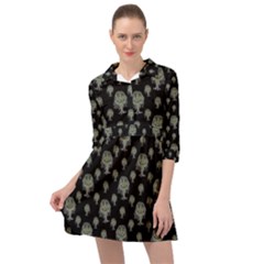 Funny Monsters Motif Drawing Pattern Mini Skater Shirt Dress by dflcprintsclothing