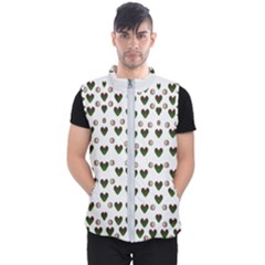 Hearts And Pearls For Love And Plants For Peace Men s Puffer Vest by pepitasart