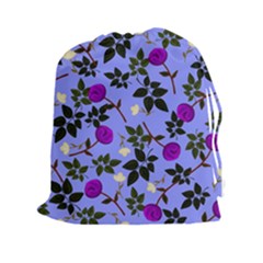 Purple Flower On Lilac Drawstring Pouch (2xl) by Daria3107