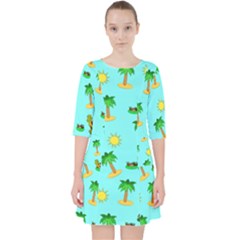 Turtle And Palm On Blue Pattern Pocket Dress by Daria3107