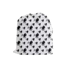 Sketchy Style Black Birds Motif Pattern Drawstring Pouch (large) by dflcprintsclothing