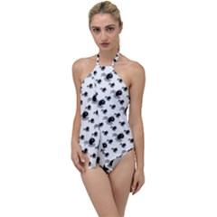 Sketchy Style Black Birds Motif Pattern Go With The Flow One Piece Swimsuit by dflcprintsclothing