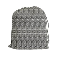 Abstract Silver Ornate Decorative Pattern Drawstring Pouch (2xl) by dflcprintsclothing