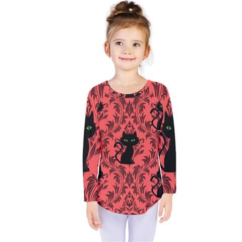 Cat Pattern Kids  Long Sleeve Tee by NerdySparkleGoth