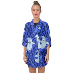 Ghost Pattern Half Sleeve Chiffon Kimono by NerdySparkleGoth