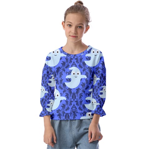 Ghost Pattern Kids  Cuff Sleeve Top by NerdySparkleGoth