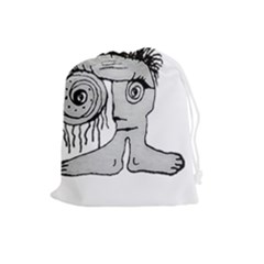 Weird Fantasy Creature Drawing Drawstring Pouch (large) by dflcprintsclothing