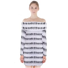 Athletic Running Graphic Silhouette Pattern Long Sleeve Off Shoulder Dress by dflcprintsclothing