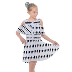 Athletic Running Graphic Silhouette Pattern Kids  Shoulder Cutout Chiffon Dress by dflcprintsclothing