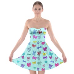 Bows On Blue Strapless Bra Top Dress by Daria3107