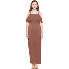Burnt Sienna Draped Sleeveless Chiffon Jumpsuit by kiernankallan