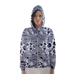 Folk Flowers Pattern Floral Surface Women s Hooded Windbreaker by Eskimos